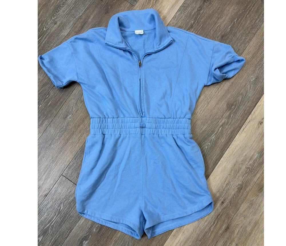 Abercrombie Kids Blue Romper 17/18 Half Zip Athleisure Shorts Jumpsuit